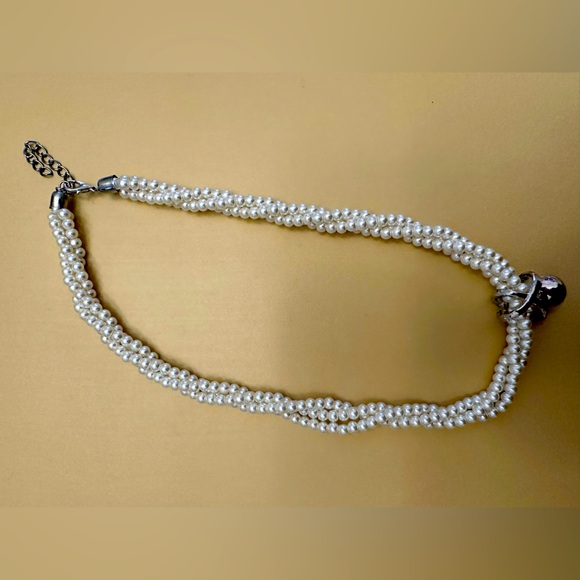 Faux Pearl Necklace with Rhinestone Accent - Elegant Statement Piece $5 - Picture 3 of 4